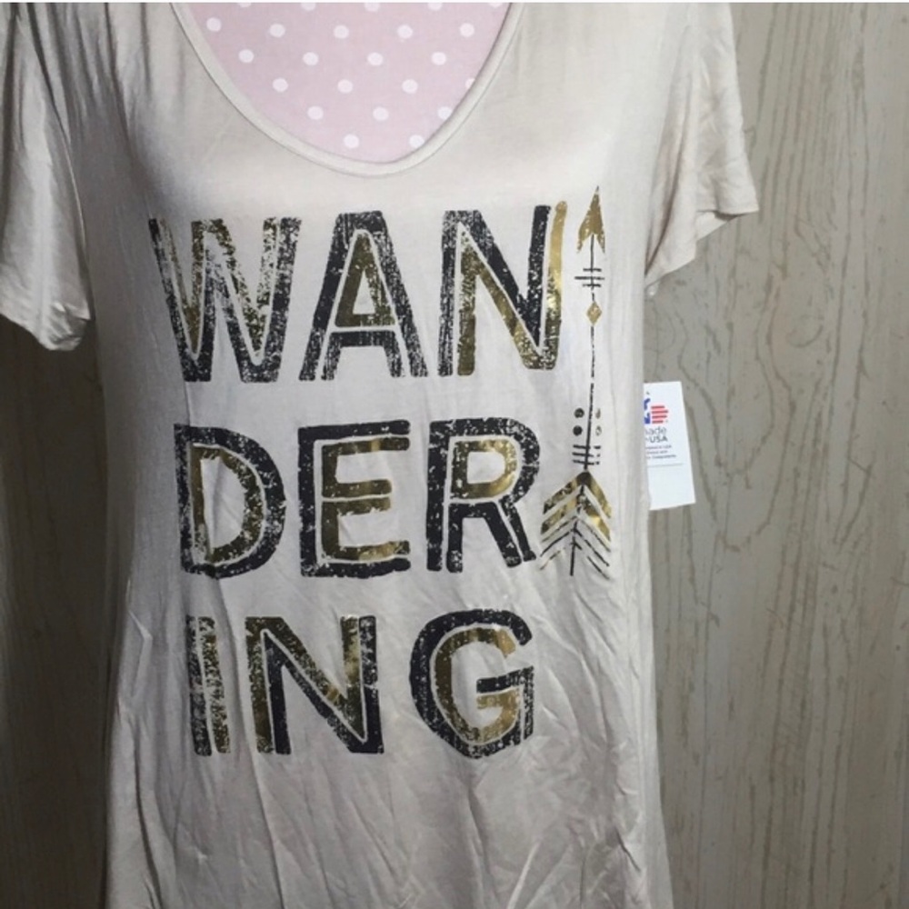 Living Doll Cream “Wandering" Screen-print Tee XL - Picture 3 of 4